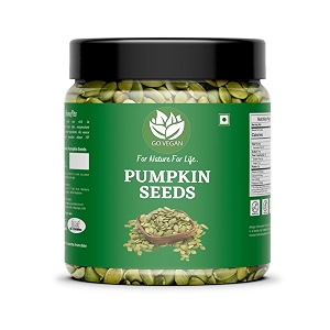go vegan 100 natural amp premium pumpkin seeds 1kg - raw seeds for eating  immunity booster and protein rich seeds  healthy diet snacks diwali gift pack pumpkin seeds 1 kg