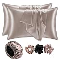 Go well Satin Bonnet for Curly Hair with Free Silk Satin Pillow Covers and Scrunchies | Silk Bonnet for Hair|Best Gift Combo of Pack of 2 Satin Pillowcases with 3 Silk Scrunchies (NewRose)
