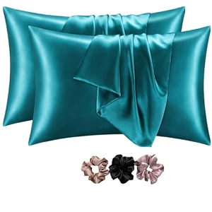 go well satin silk pillow covers pack of 2 for hair and skin-with satin scrunchies for women stylishsatin pillow cover for hair and skin scrunchies for women 3-piecesilk pillow case voilet 600tc