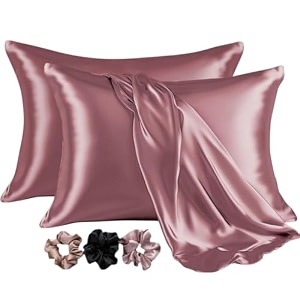 go well satin silk pillow cover for hair and skin 2 piece with 3 piece satin scrunchies for women stylish silk pillow covers with envelope closure end designsilk pillow casesrosegold 600 tc