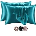 Go well Satin Silk Pillow Covers Pack of 2 for Hair and Skin-with Satin Scrunchies for Women Stylish|Satin Pillow Cover for Hair and Skin |scrunchies for Women 3-Piece|Silk Pillow case (Voilet) 600TC