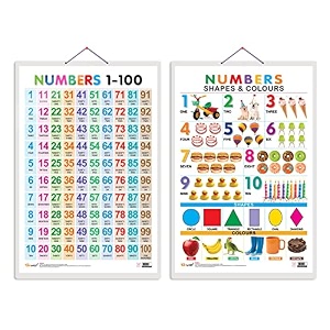 go woo combo of 2 numbers 1-100 and numbers shapes amp colours educational posters for preschool kids classroom study  learning- charts for kids learning 2034x3034 inches