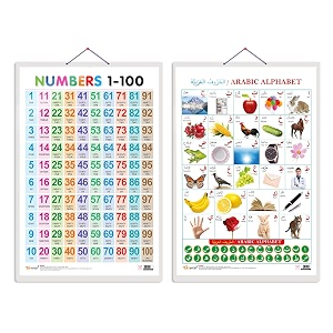 go woo combo of 2 numbers 1-100 and arabic alphabetarabic educational posters for preschool kids classroom study  learning- charts for kids learning 2034x3034 inches