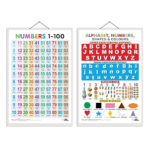 go woo combo of 2 numbers 1-100 and alphabet numbers shapes amp colours educational posters for preschool kids classroom study  learning- charts for kids learning 2034x3034 inches