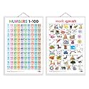 GO WOO Combo of 2 Numbers 1-100 and Marathi Varnamala (Marathi) Educational Posters for Preschool Kids Classroom Study | Learning- Charts for Kids Learning (20"X30" Inches)