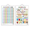 GO WOO Combo of 2 Numbers 1-100 and Numbers, Shapes &amp; Colours Educational Posters for Preschool Kids Classroom Study | Learning- Charts for Kids Learning (20"X30" Inches)