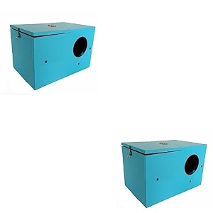 go7 bird house wooden breeding box for love birds bajri bird java zebra bird breeding box for small birds blue color pack of 2 coco fiber free