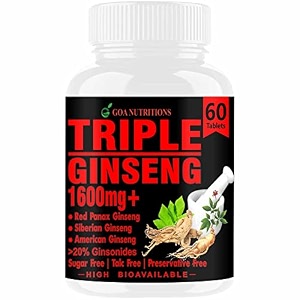 goa nutritions red korean panax ginseng 99 ginseng triple blend powder with panax american siberian root extract ashwagandha amp ginkgo biloba supplements natural multivitamin for men 60 tablets