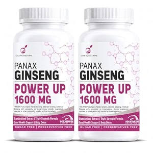 goa nutritions triple ginseng tablets for men 1500mg - korean panax siberian amp american ginseng with ginkgo biloba  energy amp stamina support  120 tablets