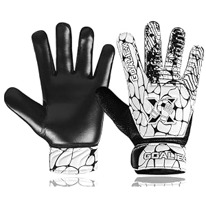 soccer goalie gloves football goalkeeper gloves for kids boys youth children double wrist along 4mm super grip palm blackwhite size 5 suitable for 9-12 years