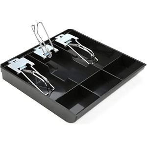 gobbler cash tray 3 bill  3 coin durable abs cash money organiser with stainless steel metal clips black - 3b2c