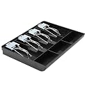 GOBBLER Cash Tray 4 Bill / 3 Coin, Durable ABS Cash Money Organiser with Stainless Steel Metal Clips (Black) - 4B3C