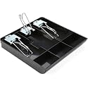GOBBLER Cash Tray 5 Bill / 4 Coin, Durable ABS Cash Money Organiser with Stainless Steel Metal Clips (Black) - 5B4C