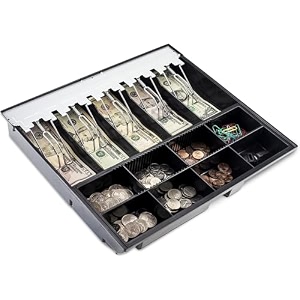 gobbler cash tray 3 bill  3 coin durable abs cash money organiser with stainless steel metal clips black - 3b2c