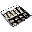 GOBBLER Cash Tray 3 Bill / 3 Coin, Durable ABS Cash Money Organiser with Stainless Steel Metal Clips (Black) - 3B2C