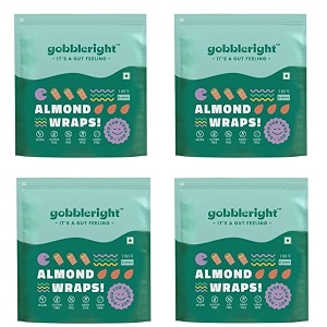 gobbleright tortilla almond wraps  pack of 1 6 wraps  vegan  perfect for burritos wraps tacos shawarmas  healthy keto snacks  low calorie