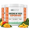 GOBIOTIX Super Greens Powder with Beet Root, Spirulina, Moringa & Chlorella – Probiotics, Enzymes & 21 Superfoods – Zero Sugar, Vegan, Non-GMO – 90 Servings, 3-Pack (Mango)