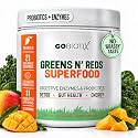 GOBIOTIX Super Greens Powder with Beet Root, Spirulina, Moringa & Chlorella – Probiotics, Enzymes & 21 Superfoods – Zero Sugar, Vegan, Non-GMO – 30 Servings (Mango)