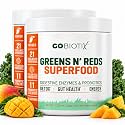 GOBIOTIX Super Greens Powder with Beet Root, Spirulina, Moringa & Chlorella – Probiotics, Enzymes & 21 Superfoods – Zero Sugar, Vegan, Non-GMO – 60 Servings, 2-Pack (Mango)