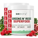 GOBIOTIX Super Greens Powder with Beet Root, Spirulina, Moringa & Chlorella – Probiotics, Enzymes & 21 Superfoods – Zero Sugar, Vegan, Non-GMO – 60 Servings, 2-Pack (Pomegranate Raspberry)