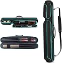 GOBUROS Pool Cue Case 2 x 2, Soft Pool Stick Carrying Case for 2 Sticks