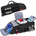 GOBUROS Rolling Baseball Bag, Large Softball Catchers Gear Bag with Wheels