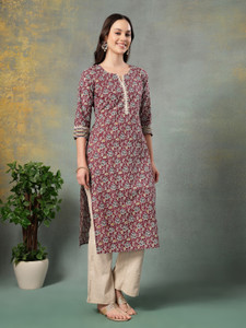 God Bless Women Floral Print A-line Kurta