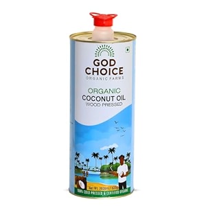 god choice organic farms organic coconut oil 2 litre tin 100 wood cold pressed certified organic made in small batches unrefined single filtered additive free preservative free lab tested