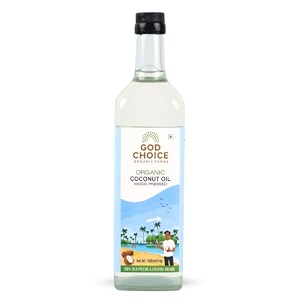 god choice organic farms organic coconut oil  1 litre  glass bottle100 wood cold pressedcertified organicmade in small batchesunrefined single filteredadditive freepreservative free