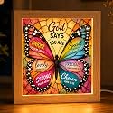 God Says You Are Christian Framed Sign, Butterfly Bible Verse Desk Decor, Christian Birthday Gifts for Women Faith, Inspirational Faith Gifts for Moms Friends Coworkers, Christian Decor Home Office