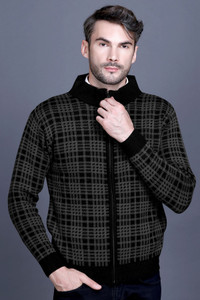 GODFREY Checkered Round Neck Casual Men Black