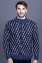 GODFREY Checkered Round Neck Casual Men Blue