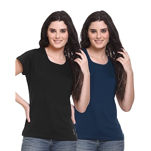 GODFREY Women Round Neck Half Sleeve Cotton