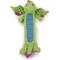 goDog Bubble Plush Skinny Dragons Squeaky Plush Dog Toy, Chew Guard Technology - Green, Extra Large