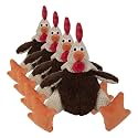 goDog, Checkers Fat Rooster, Squeaker Dog Toy, Chew Resistant, Durable Plush, Soft, Tough, Reinforced Seams, Brown, Large (Pack of 4)