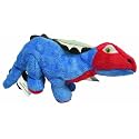 goDog Dinos Spike Squeaky Plush Dog Toy, Chew Guard Technology - Blue, Small