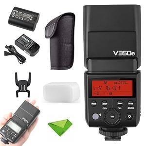 godox v350f ttl flash for fuji - 18000s gn36 hss camera flash with 2000mah battery 500 full power flashes 01-17s recycle time