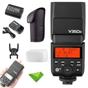 godox v350o ttl flash for olympus panasonic gn36 18000s hss camera flash w 2000mah battery 500 times full power flash 01s-17s recycle time for olympus panasonic camera v350-o