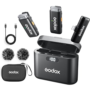 godox wes1 kit2 wireless lavalier microphone for iphone mfi certified plug and play noise cancelling lapel mic with 656ft transmission charging case compatible with iphoneipad wes1 kit2