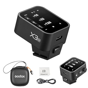 godox x3-n x3n ttl wireless flash trigger with touch screencompatible for nikon camera flash transmitter for studio photographytcm functionquick charge flash trigger with 37v850mah battery