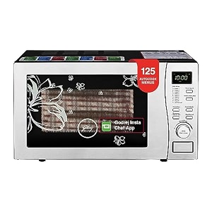 godrej 19 l digital display convection microwave oven with 125 instacook menus gmx 519 cp1 pz white rose stainless steel cavity with godrej instachef app
