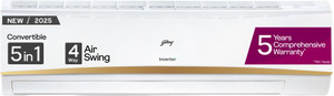 godrej 2025 model 25 ton 3 star split inverter 5-in-1-convertible cooling with 4 way air swing and heavy duty cooling at extreme temperature ac ei 30linv3r32-wwr white