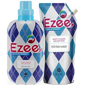 godrej ezee liquid detergent - 2kg 1 bottle  1 refill  for winter-wear  added conditioner  no soda formula  woolmark certified
