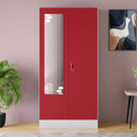Interio by Godrej Slimline 2 Door with 2 shelves with Star Design Mirror Metal Almirah (Finish Color - Baked Apple, Knock Down)