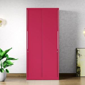 interio by godrej slide n store pro sliding door metal almirah finish color - textured blush red knock down