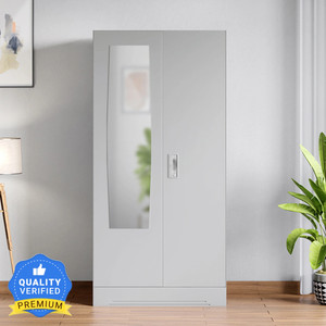 interio by godrej slimline 2 door with locker and drawer and mirror metal almirah