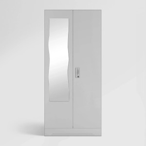 interio by godrej slimline 2 door with locker and curvilinear mirror metal almirah