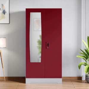 interio by godrej slimline 2 door with locker and drawer and mirror metal almirah