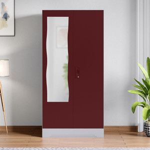 interio by godrej slimline 2 door with locker and curvilinear mirror metal almirah