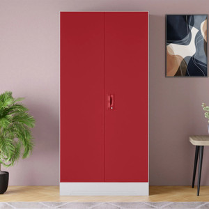 interio by godrej slimline 2 door with locker and drawer metal almirah finish color - baked apple knock down